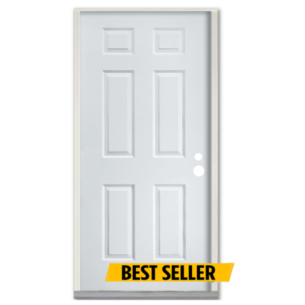 6-Panel Fiberglass Primed & Prehung Exterior Door