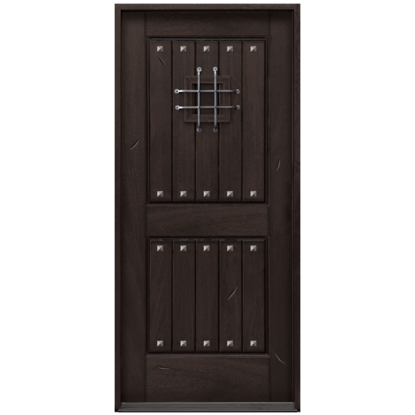 Rustic 2-Panel Mahogany Prefinished & Prehung Exterior Door