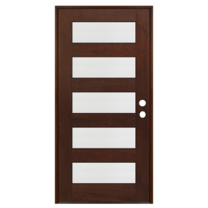 Contemporary 5-Lite Mahogany Prefinished & Prehung Exterior Door