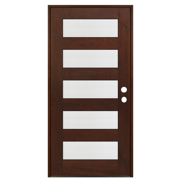 Contemporary 5-Lite Mahogany Prefinished & Prehung Exterior Door