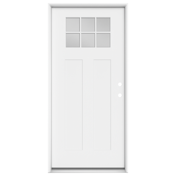 Shaker 6-Lite Fiberglass Prefinished & Prehung Exterior Door
