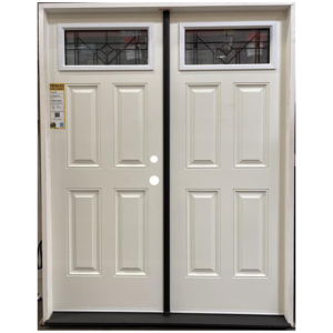 Riverwood 1-Lite Fiberglass Primed & Prehung Double Exterior Door