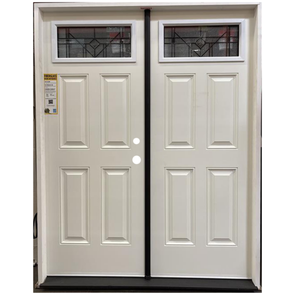 Riverwood 1-Lite Fiberglass Primed & Prehung Double Exterior Door