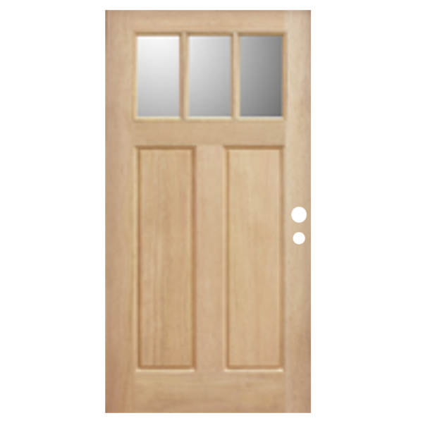 Craftsman 3-Lite Mahogany Prefinished & Prehung Exterior Door