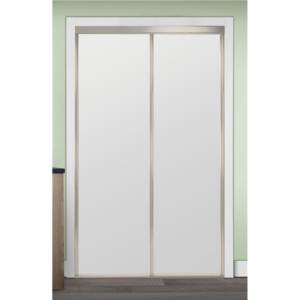 Smooth Flush Brushed Nickel Trim Sliding Bypass Closet Door