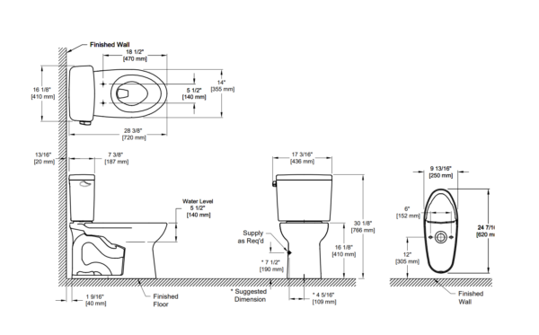 Toto Drake 1.28GPF Elongated Universal Height Toilet Bowl