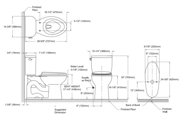 Toto Entrada 1.28GPF Elongated Toilet Bowl