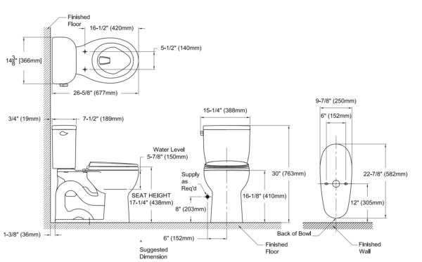 Toto Entrada Bowl 1.28GPF Round Toilet Bowl