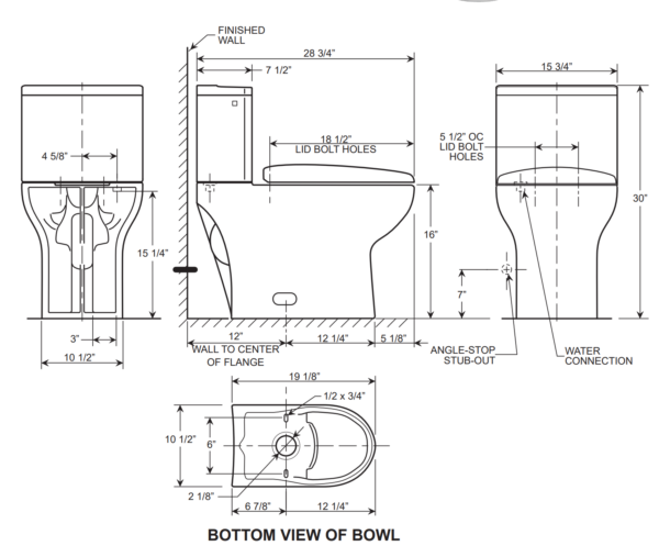 Winfield All-in-One Dual Flush Skirted Toilet