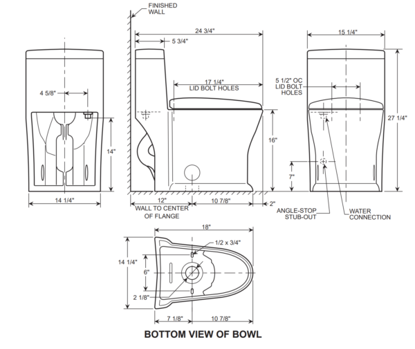 Winfield One Piece Skirted Dual Flush Toilet