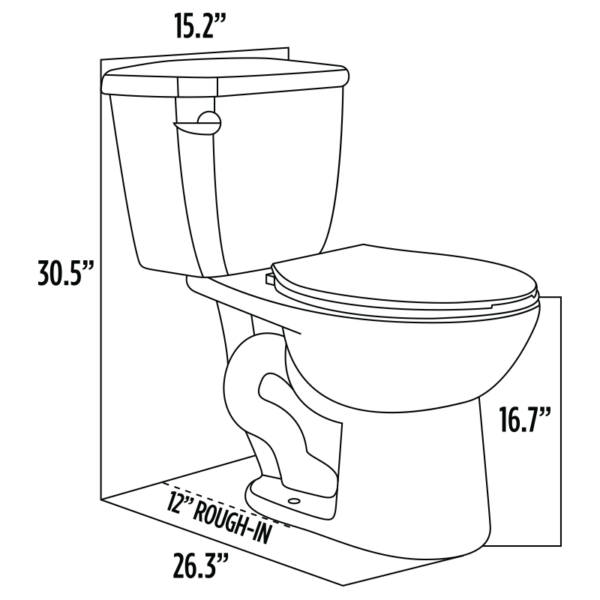 2-piece dual flush round toilet dimensions