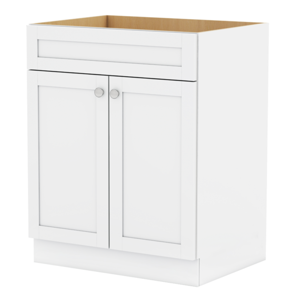 Tuscany white shaker cabinet, door and drawer pulls not included.
