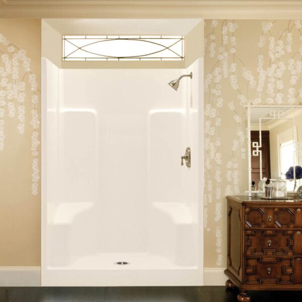 Walk-in Shower White Smooth Wall 48"