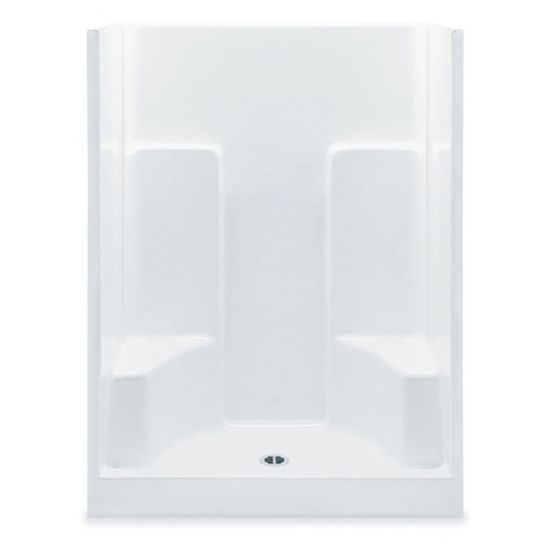 Walk-in Shower White Smooth Wall 60"
