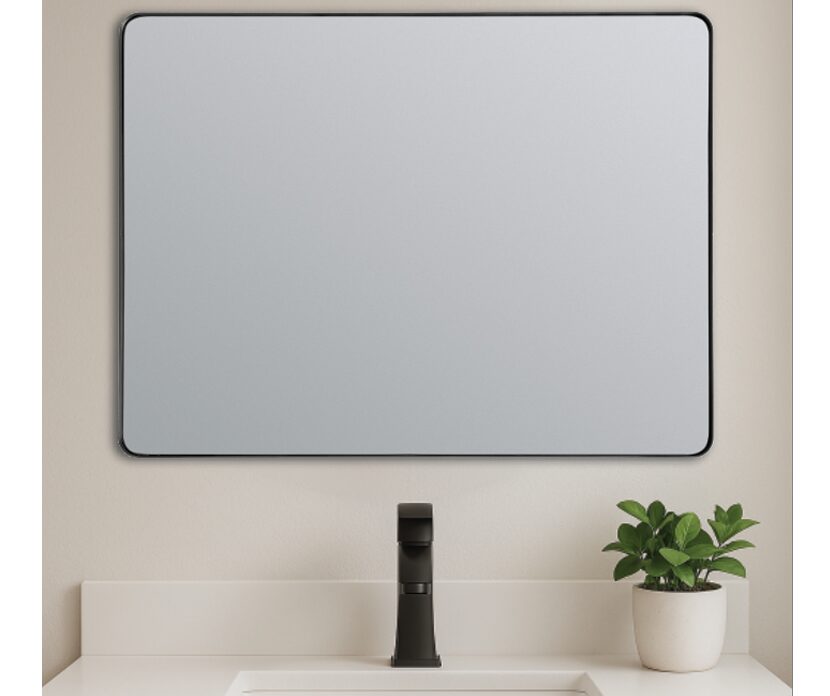 Modern Rectangular Bath Vanity Mirror Matte Black 24" x 32"