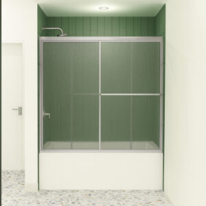 1100 Series Chrome Framed Rain Glass Tub Door  53-1/2" to 57-1/2" W  X 63-1/4" H