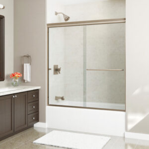 2500 Series Brushed Nickel Frameless Clear Glass Tub Door 55-1/8" to 59-1/8" W X 58" H