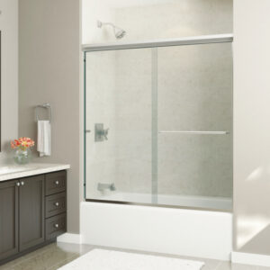 2500 Series Chrome Frameless Clear Glass Tub Door 55-1/8" to 59-1/8" W X 58" H