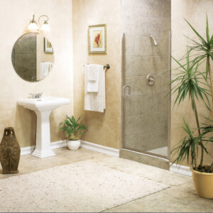 5400H Series Brushed Nickel Adjustable Frameless Pivot Shower Door 34-1/8" to 36-1/8" W X 67-1/8" H