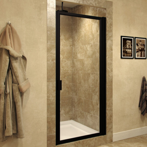 6000H Adjustable Framed Pivot Matte Black Shower Door 36-1/8" to 38-1/8" W X 67-1/8" H