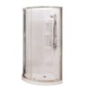 Cyrene 34 x 34 Acrylic Center Drain Shower Kit in White with Clear glass in Chrome