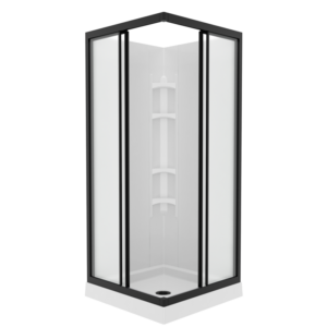 Mediterranean III 32" x 32" Polystyrene Center Drain Shower Kit in White with Mistelite Glass