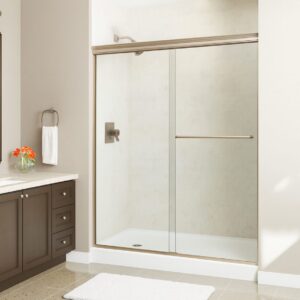 Bathroom 2500 Series Brushed Nickel Frameless Clear Glass Shower Door