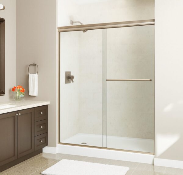 Bathroom 2500 Series Brushed Nickel Frameless Clear Glass Shower Door