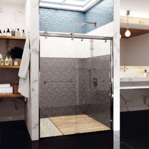 Surfliner Brushed Nickel Frameless Clear Glass Shower Door