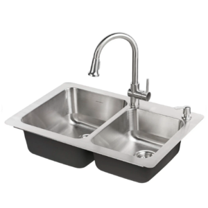 Montvale® 33 x 22-Inch Stainless Steel Double-Bowl Kitchen Sink Kit
