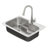 Raleigh® 33 x 22-Inch Stainless Steel Drop-In or Undermount Single-Bowl Residential Kitchen Sink With Dual-Spray Faucet