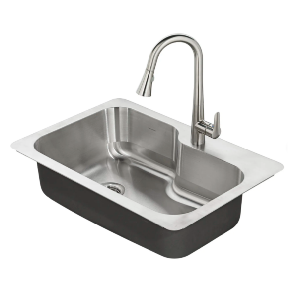 Raleigh® 33 x 22-Inch Stainless Steel Drop-In or Undermount Single-Bowl Residential Kitchen Sink With Dual-Spray Faucet