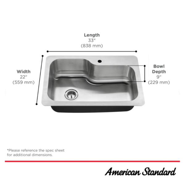 Raleigh® 33 x 22-Inch Stainless Steel Drop-In or Undermount Single-Bowl Residential Kitchen Sink With Dual-Spray Faucet