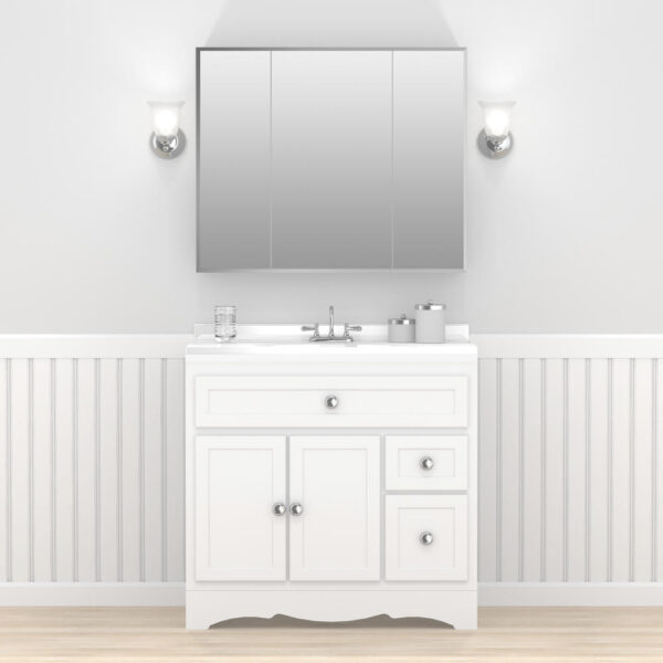 Zenna Home Tri-View Beveled 36 in. x 30 in. Surface Mount Medicine Cabinet