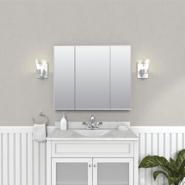 Zenna Home Tri-View Beveled 36 in. x 30 in. Surface Mount Medicine Cabinet