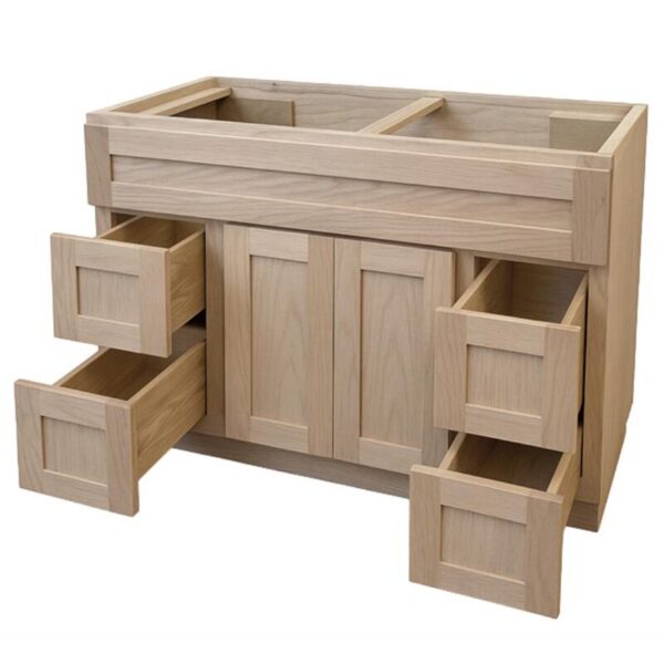 Shaker Beech Unfinished 48 in. Vanity Cabinet Without Top