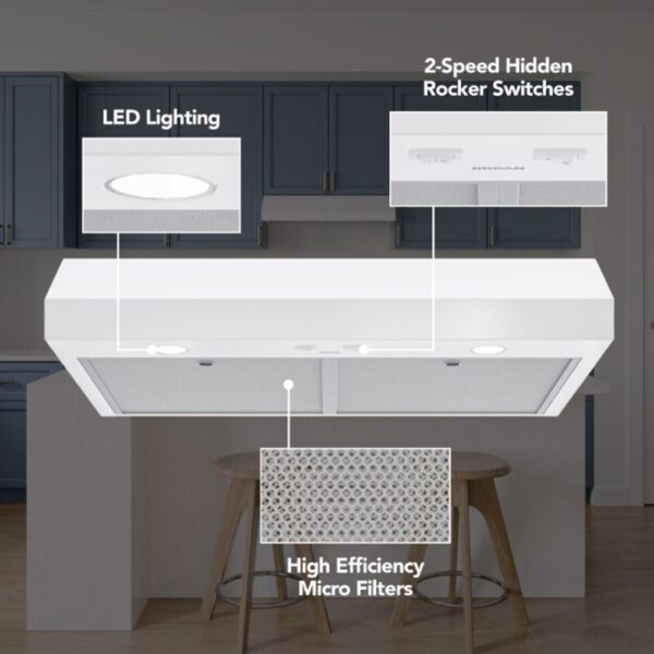 30" Energy Star 350 Max Blower CFM White Range Hood