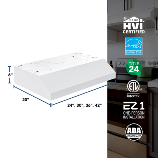 30" Energy Star 350 Max Blower CFM White Range Hood