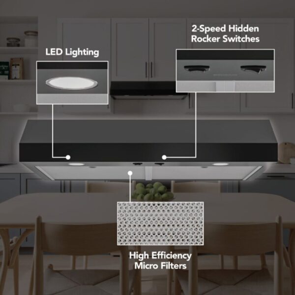 30" Energy Star 350 Max Blower CFM Black Range Hood