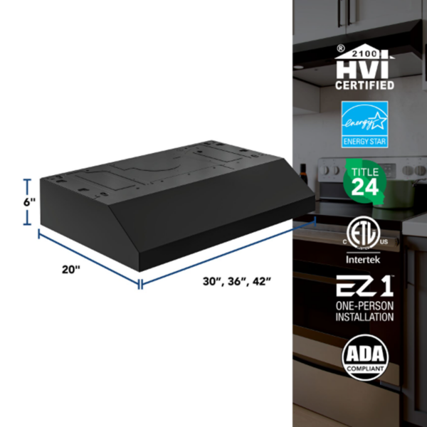 30" Energy Star 350 Max Blower CFM Black Range Hood