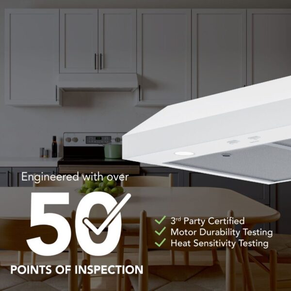 42" Glacier 350 MAX Blower CFM 1.5 Sones White Range Hood