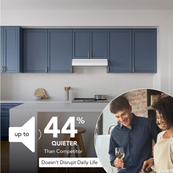 42" Glacier 350 MAX Blower CFM 1.5 Sones White Range Hood