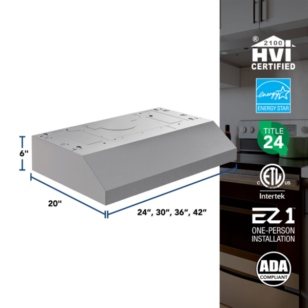 30" Energy Star 350 Max Blower CFM Stainless Steel Range Hood