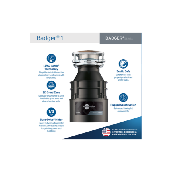 Badger 1 Garbage Disposal, 1/3 HP