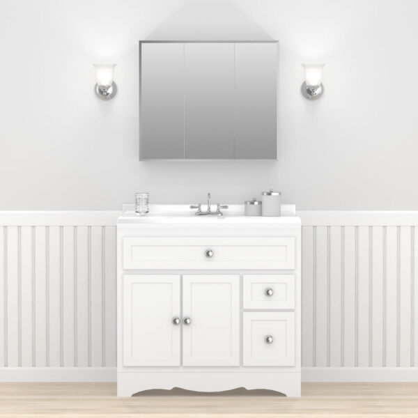 Zenna Home Tri-View Beveled 30 in. x 26 in. Surface Mount Medicine Cabinet