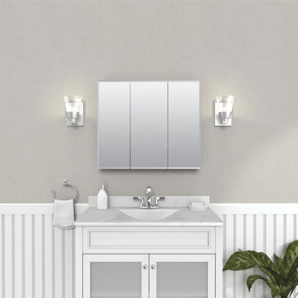 Zenna Home Tri-View Beveled 30 in. x 26 in. Surface Mount Medicine Cabinet