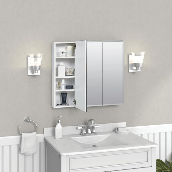 Zenna Home Tri-View Beveled 30 in. x 26 in. Surface Mount Medicine Cabinet