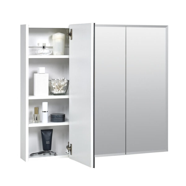 Zenna Home Tri-View Beveled 30 in. x 26 in. Surface Mount Medicine Cabinet