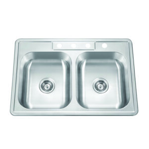 Stainless Steel 33" x 22" x 8" Double Bowl Sink