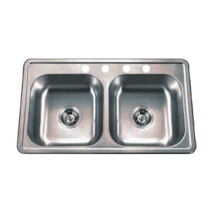 Stainless Steel 33" x 19" x 6.5" Double Bowl Sink